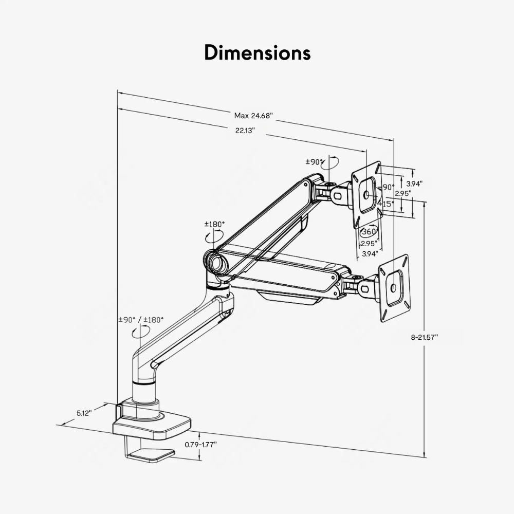 Argussync FlowLift Premium Gas Spring Monitor Arm