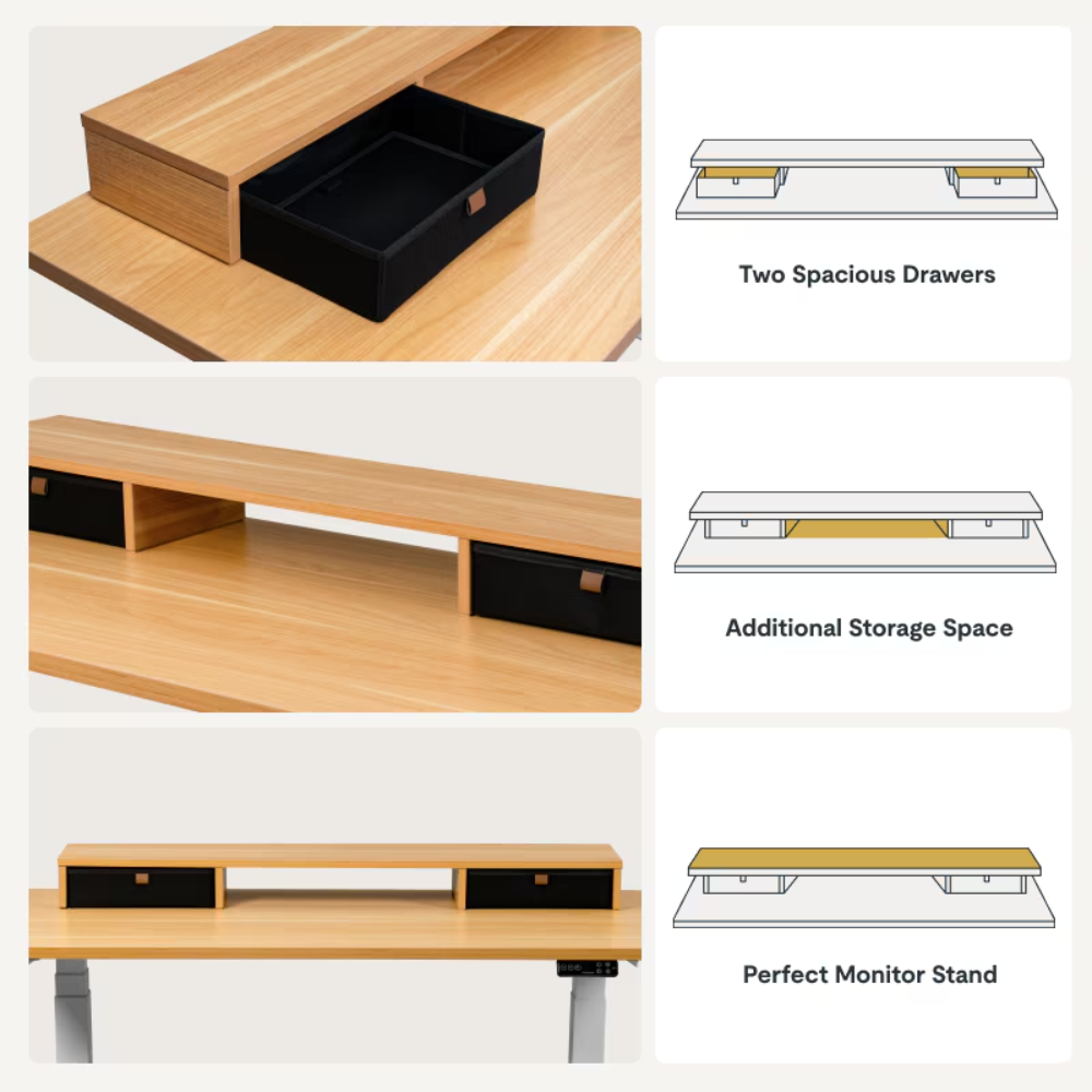 Argussync Dual-Drawer Ergonomic Monitor Riser Stand