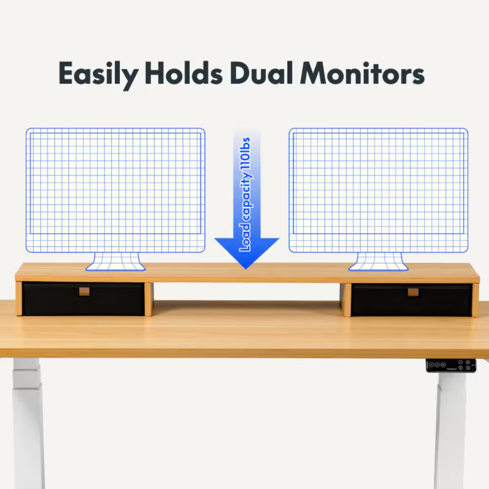 Argussync Dual-Drawer Ergonomic Monitor Riser Stand