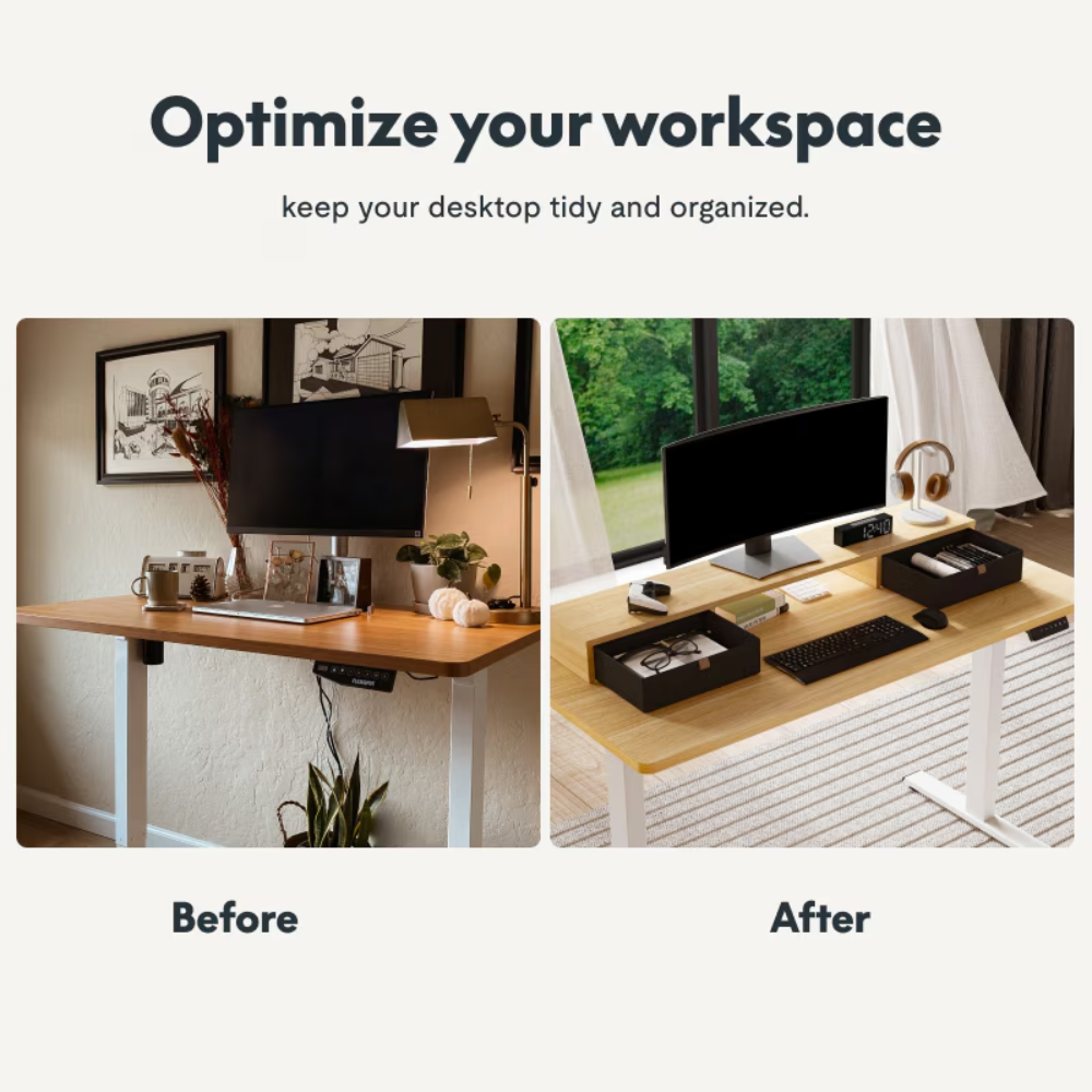 Argussync Dual-Drawer Ergonomic Monitor Riser Stand
